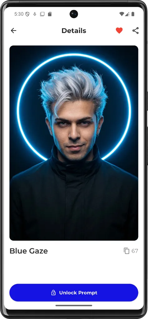 Screenshot of Prompt King app showing the user's saved favorite AI photo styles